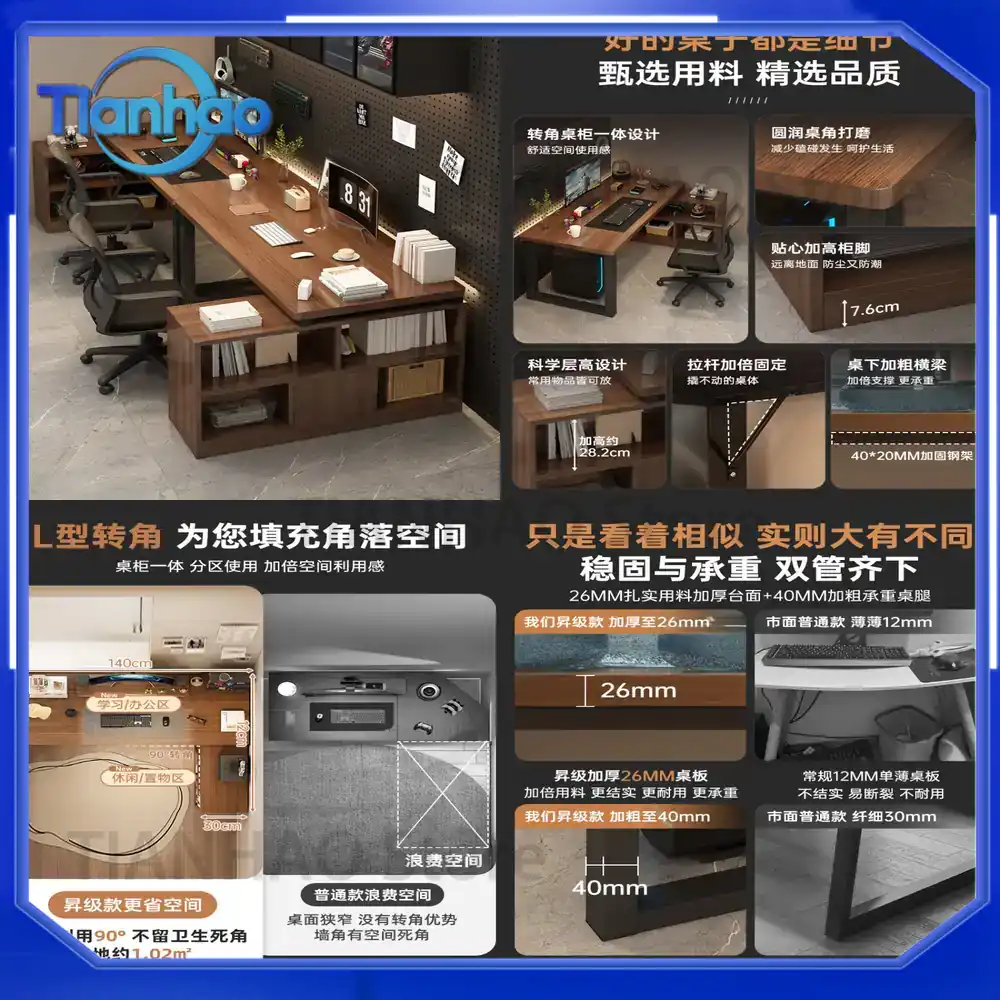 Desk Setup L Shaped - Игровой L-образный стол с книжной полкой